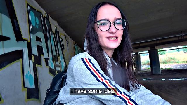 Young Czech chick with a bald pussy gets drilled hard under the bridge