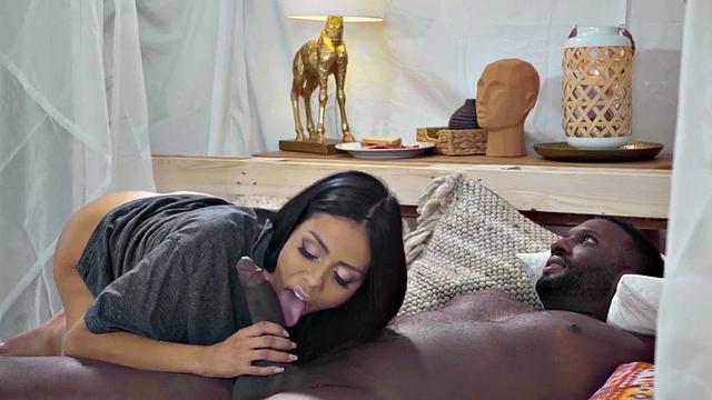 Cocksucking black babe gets dose of BBC lover