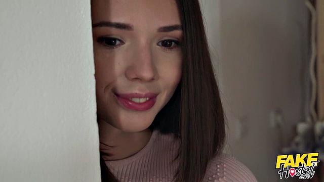 Lesbians get straight girl into threesome