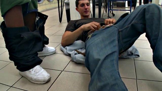 Nubian thug fucked in public laundry room by white