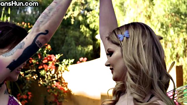 TS fairy fucks babe in cosplay sex after 69