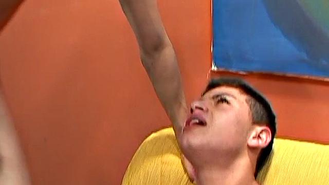 Tattooed Spanish drills boyfriend's asshole at home till cum