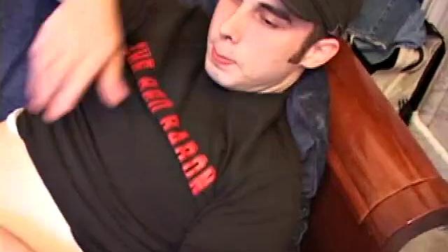 Already stroking himself thru his pants, Tapher Blaze gets nice and hard before stripping down. He starts playing with his asshole and soon gets a little help.