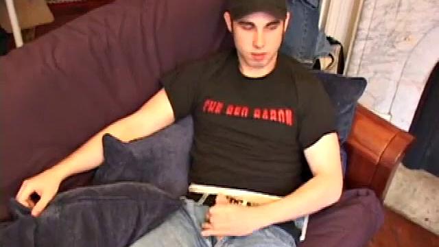 Already stroking himself thru his pants, Tapher Blaze gets nice and hard before stripping down. He starts playing with his asshole and soon gets a little help.