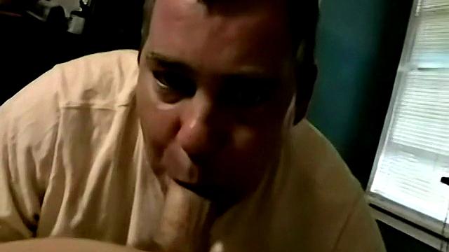 Jason kneels to taste a thick cock and swallows every inch