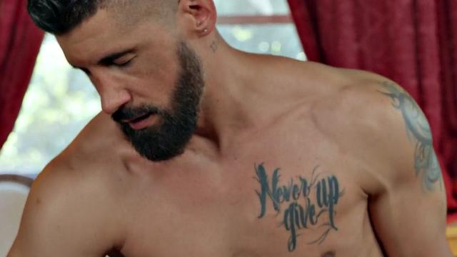 Tattooed jock barebacked till cum in royal palace