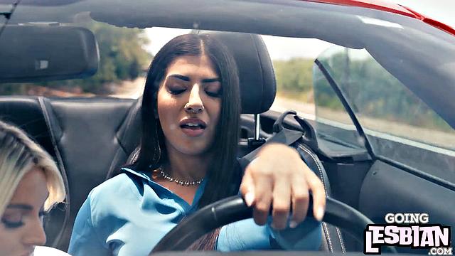 Horny lesbians licking pussy outdoors