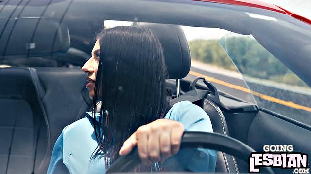 Horny lesbians licking pussy outdoors