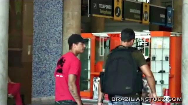 Antonio Bello and Tommy Lima in the back seat of a car, as they head to a hotel. Too horny to wait, Tommy goes down on Antonio's monster cock, as others get a show.