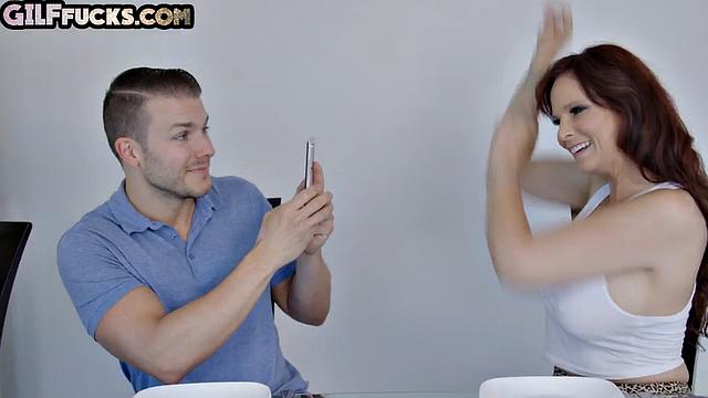 Big-titted redhead granny gets sidefucked