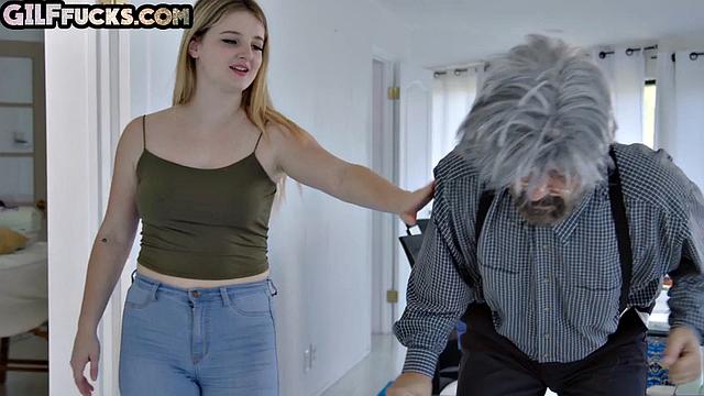 Big-titted redhead granny gets sidefucked