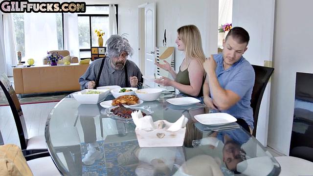 Big-titted redhead granny gets sidefucked