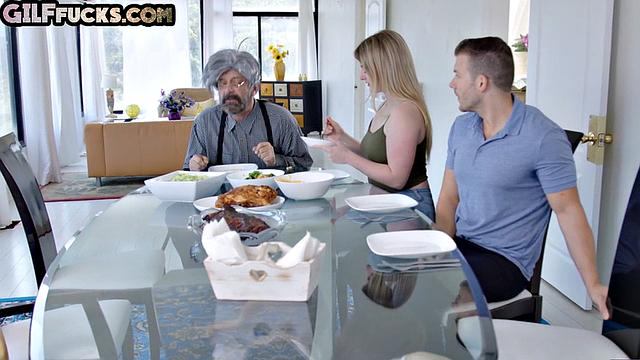 Big-titted redhead granny gets sidefucked