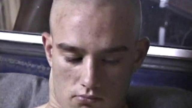 If you like your guys lookin gpretty butch, with lean and lightly muscled bodies, pierced nips, shaved head, Kenny for you. We join him in the back of his pickup truck, parked in a garage.