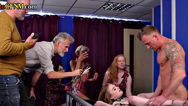 CFNM British female and male watch babe fucked