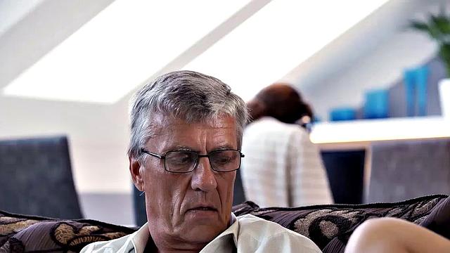 Kinky Czech babe gives her BF's daddy a wild ride in her tight snatch