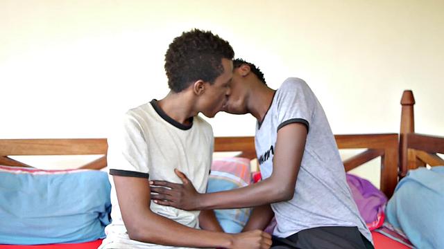 Erotic African twink sucking before unsaddled sex