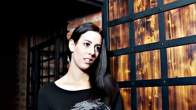 CFNM femdoms peg guy with strapon in dungeon threesome