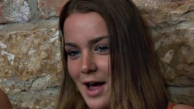 CFNM femdoms peg guy with strapon in dungeon threesome