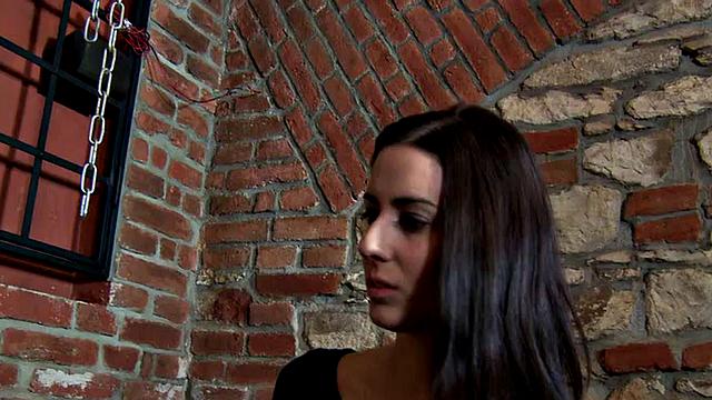 CFNM femdoms peg guy with strapon in dungeon threesome