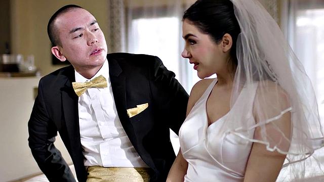 Cheating bride in stockings gets assfucked after wedding