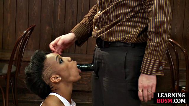 Смотри, как страпон-чернокожая жарит хозяина и делает ему минет!