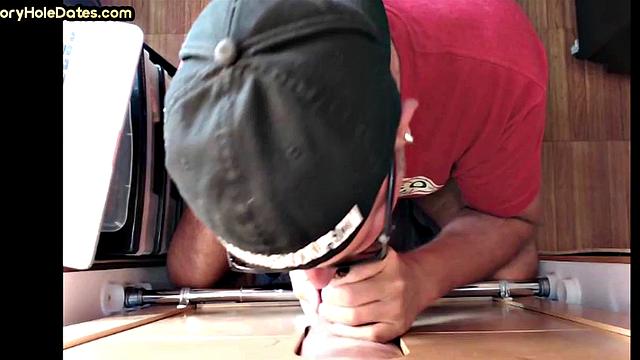 Real gloryhole cocksucker spoils BF in homemade BJ