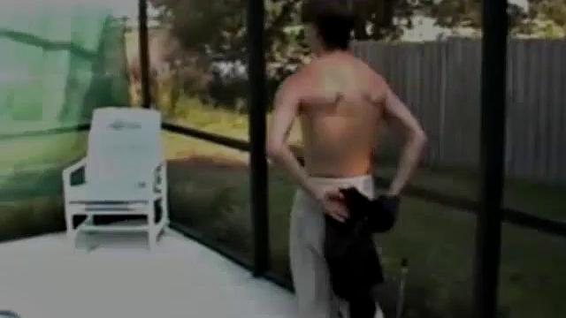 This 18 year old surfer boy has a reputation for showing off his dick every chance he gets. Twista sports wood backstroking in the pool, and can't resist jacking off. He slams his dick in the camera like he's fucking it.