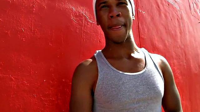 Real Ebony thug picked up and fucked by white guy outdoor.