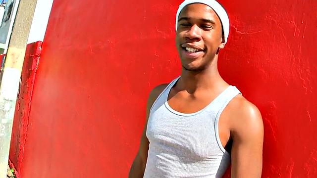 Real Ebony thug picked up and fucked by white guy outdoor.