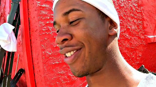 Real Ebony thug picked up and fucked by white guy outdoor.