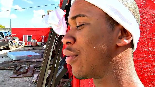 Real Ebony thug picked up and fucked by white guy outdoor.