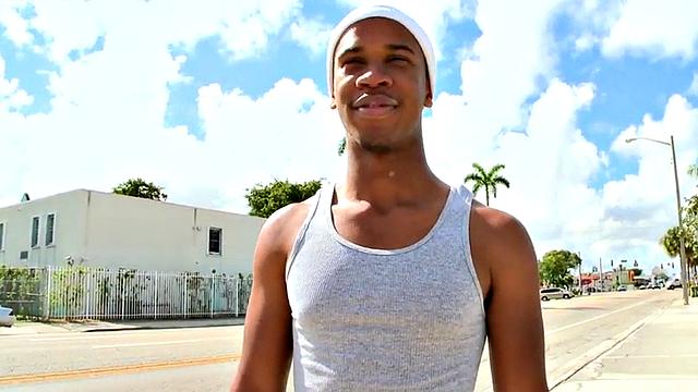 Real Ebony thug picked up and fucked by white guy outdoor.