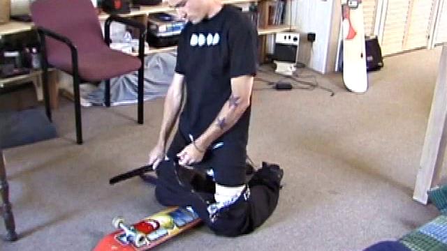 Dan wants to break in his new skateboard, so he puts on a porn video and starts getting his cock hard. We watch a nice long stroke show as he edges himself toward climax. Once he passes the point of no return, Dan shoots his load onto the skateboard.