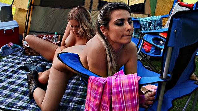Watch these lesbians explore each other's bodies in a hot camp coochie session