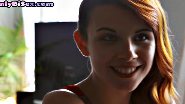 Bisex skinny redhead with tattoos fucked in 3some