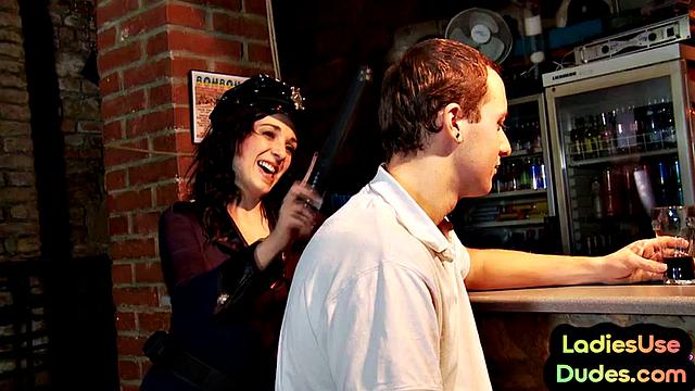 Dildo fucking femdoms fooling guy