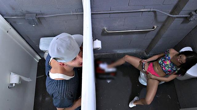 Gloryhole road trip: American babe gets her ass licked and fucked hard in a baseball cap