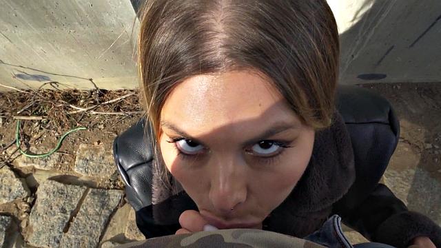 Public slut smashed by big white dick in wet pussy