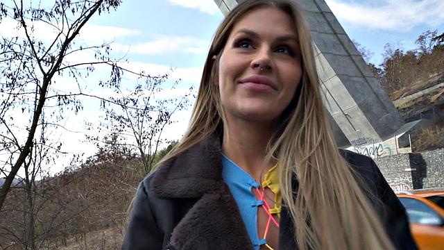 Public slut smashed by big white dick in wet pussy