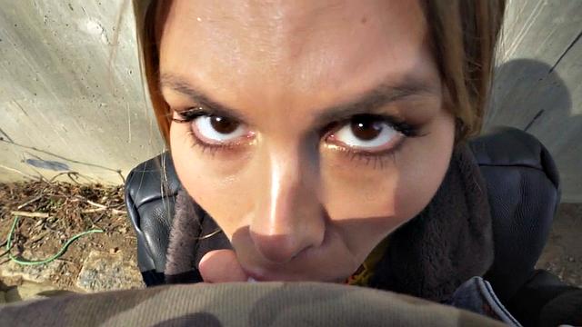 Public slut smashed by big white dick in wet pussy