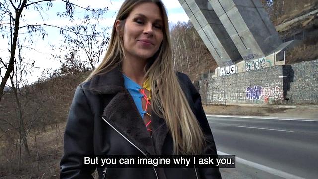 Public slut smashed by big white dick in wet pussy