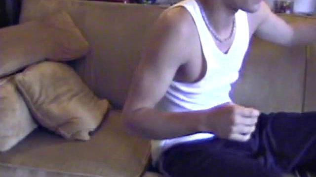 We look in on Lance, as he strips naked, and quickly discover this boy has a fine looking ass. A jerk off session follows, where he strokes like a man pn a mission. By the time we leave, Lance is stringing gobs of cum all over the tip of his tongue.