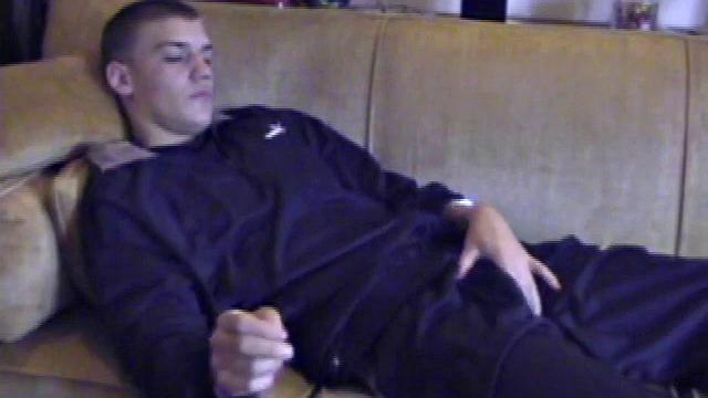 We look in on Lance, as he strips naked, and quickly discover this boy has a fine looking ass. A jerk off session follows, where he strokes like a man pn a mission. By the time we leave, Lance is stringing gobs of cum all over the tip of his tongue.