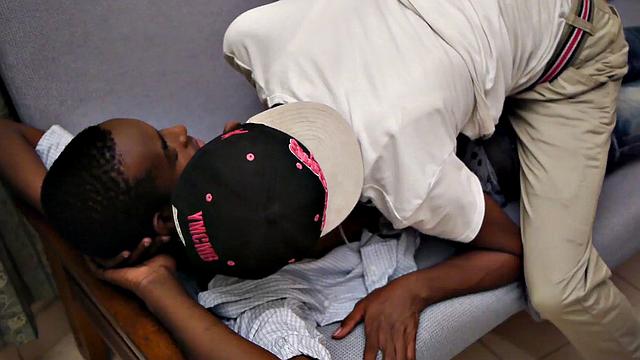 Erotic ebony twink fingered and bred in amateur duo