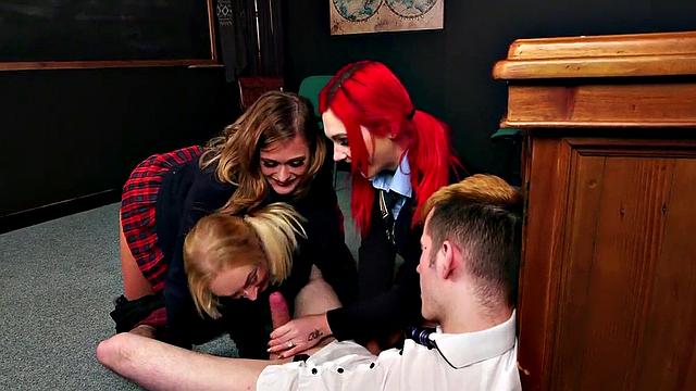 CFNM schoolgirls cocksucking tied submissive