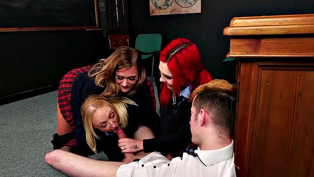 CFNM schoolgirls cocksucking tied submissive