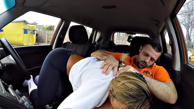 Kinky gym bunny with tattoos grinds on hard cock in reverse cowgirl pose