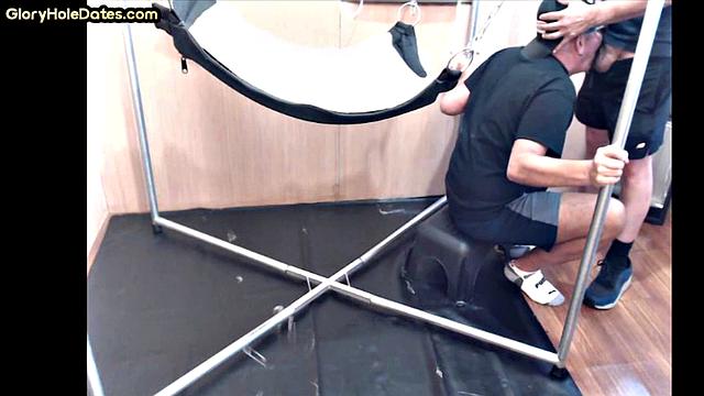 Moustache mature anally ravaged on sex swing