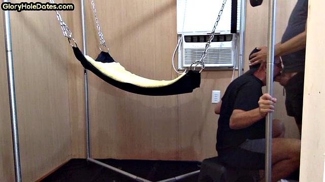 Moustache mature anally ravaged on sex swing